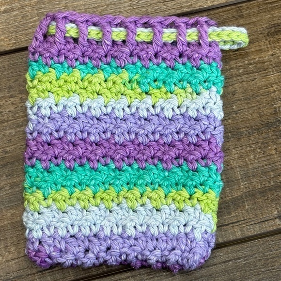 Handmade Crochet Soap Saver Bag Cotton Exfoliating Handcrafted Drawstring Pouch - Picture 1 of 11